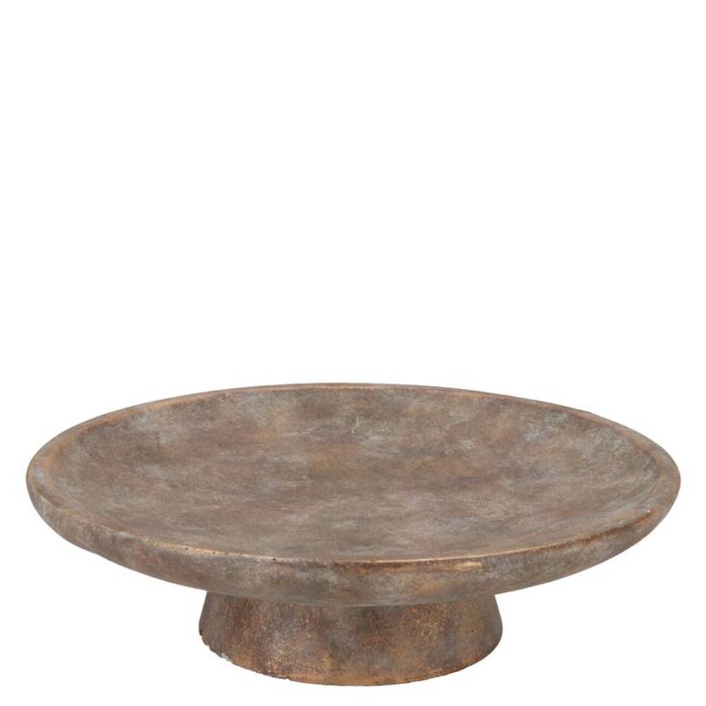 Beton Teller auf Fuss gold 25x25x07cm