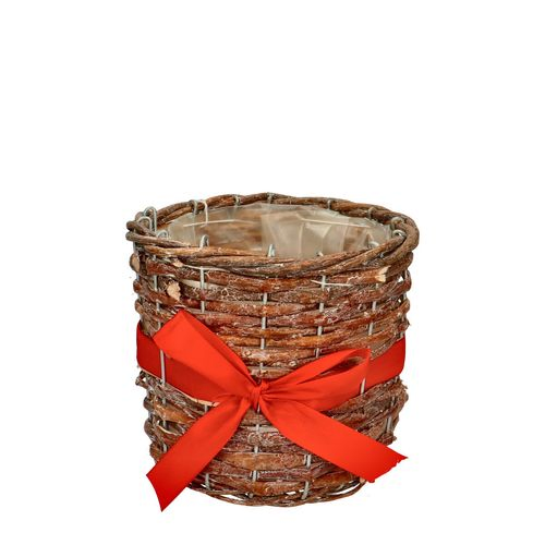 Korb Schleife rot D15cm H14cm