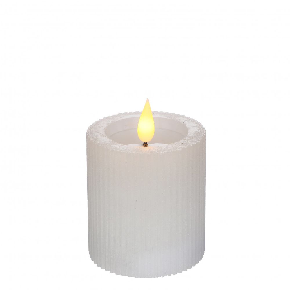 LED Stumpfkerze weiss D07cm H08cm ex.AAA