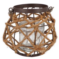 Laterne Eve schwarz mit Seil D18cm H13cm