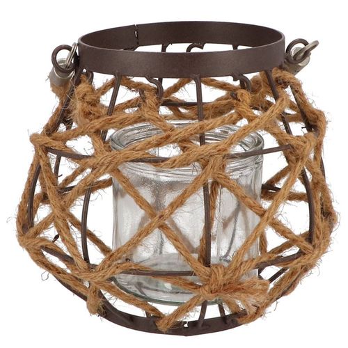 Laterne Eve schwarz mit Seil D18cm H13cm