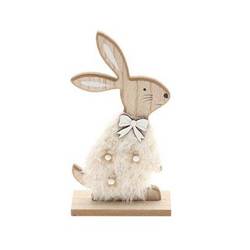 Osterhase auf Holz weiss 12x22cm