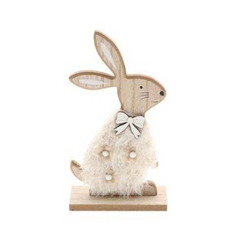 Osterhase auf Holz weiss 12x22cm
