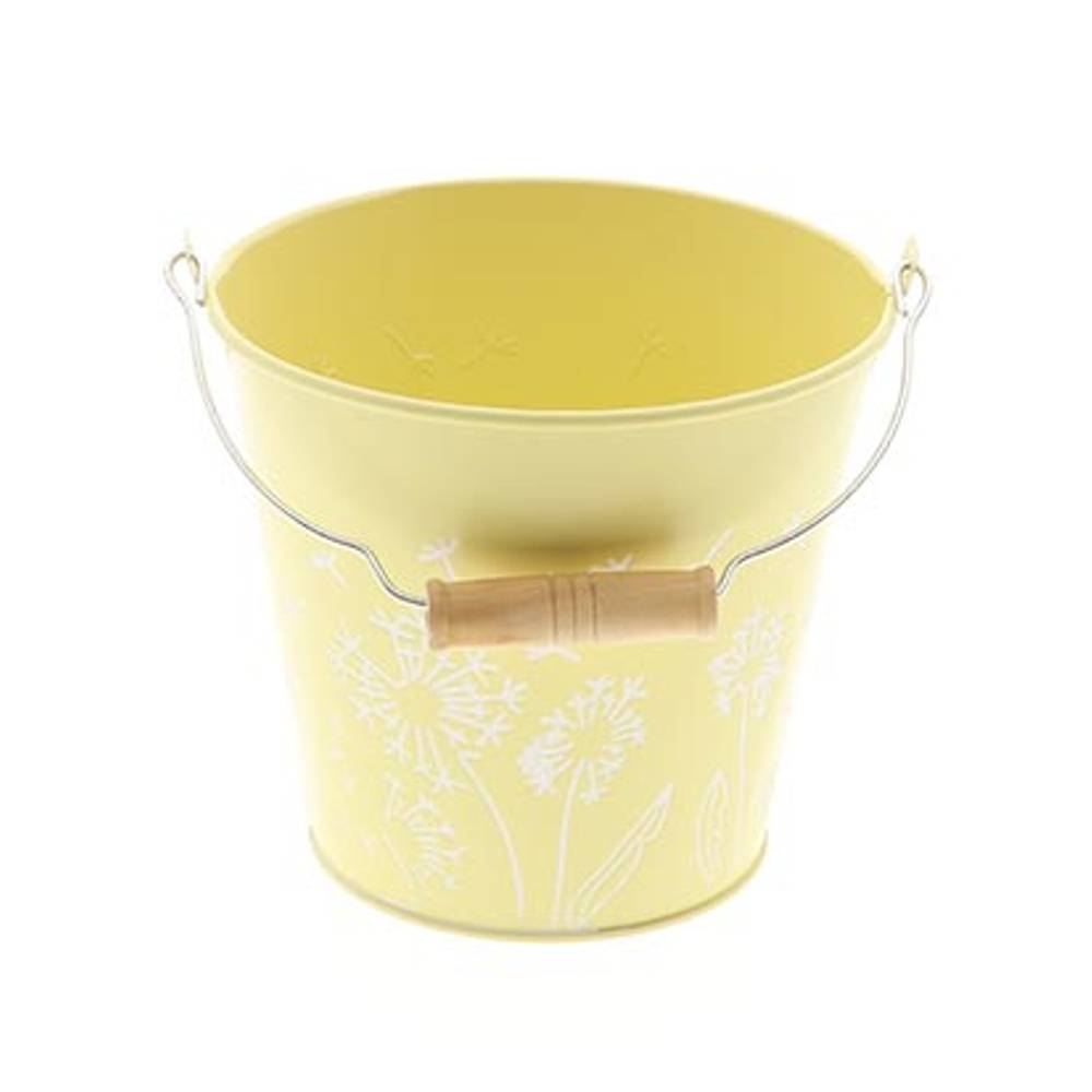 Zink Eimer Blume gelb D14cm H13cm