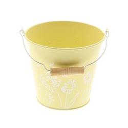 Zink Eimer Blume gelb D14cm H13cm