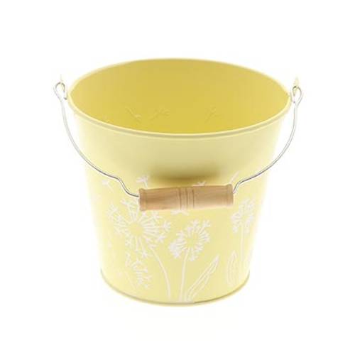 Zink Eimer Blume gelb D14cm H13cm