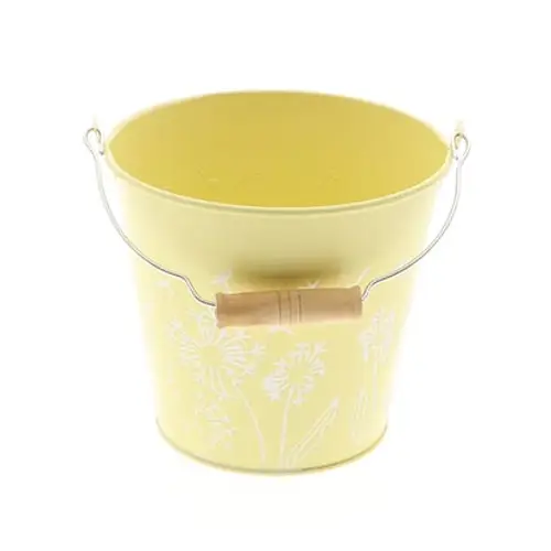 Zink Eimer Blume gelb D14cm H13cm