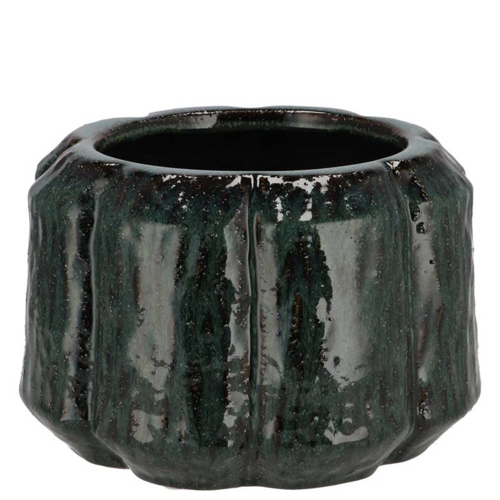 Keramik Übertopf Kiran dunkel grün 15x15x11cm