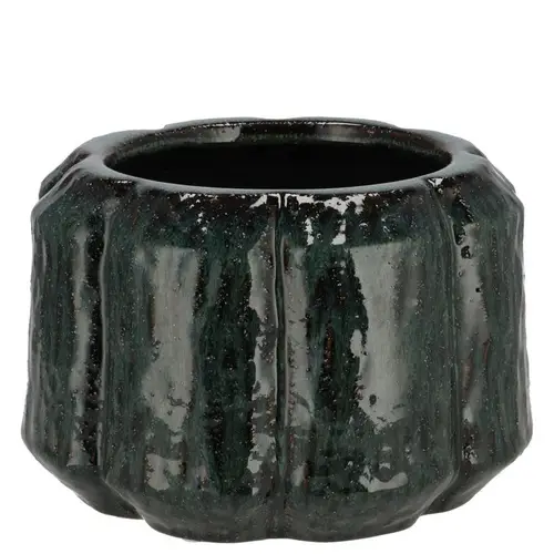 Keramik Übertopf Kiran dunkel grün 15x15x11cm