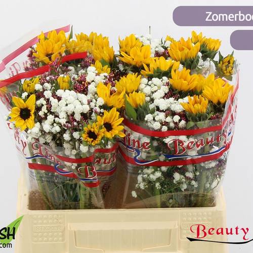 Sommerstrauss Sonneblumen/Schleierkraut 37cm