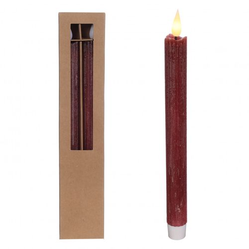 Led Tischkerze weinrot  D2.1cm H25cm ex.AAA x2