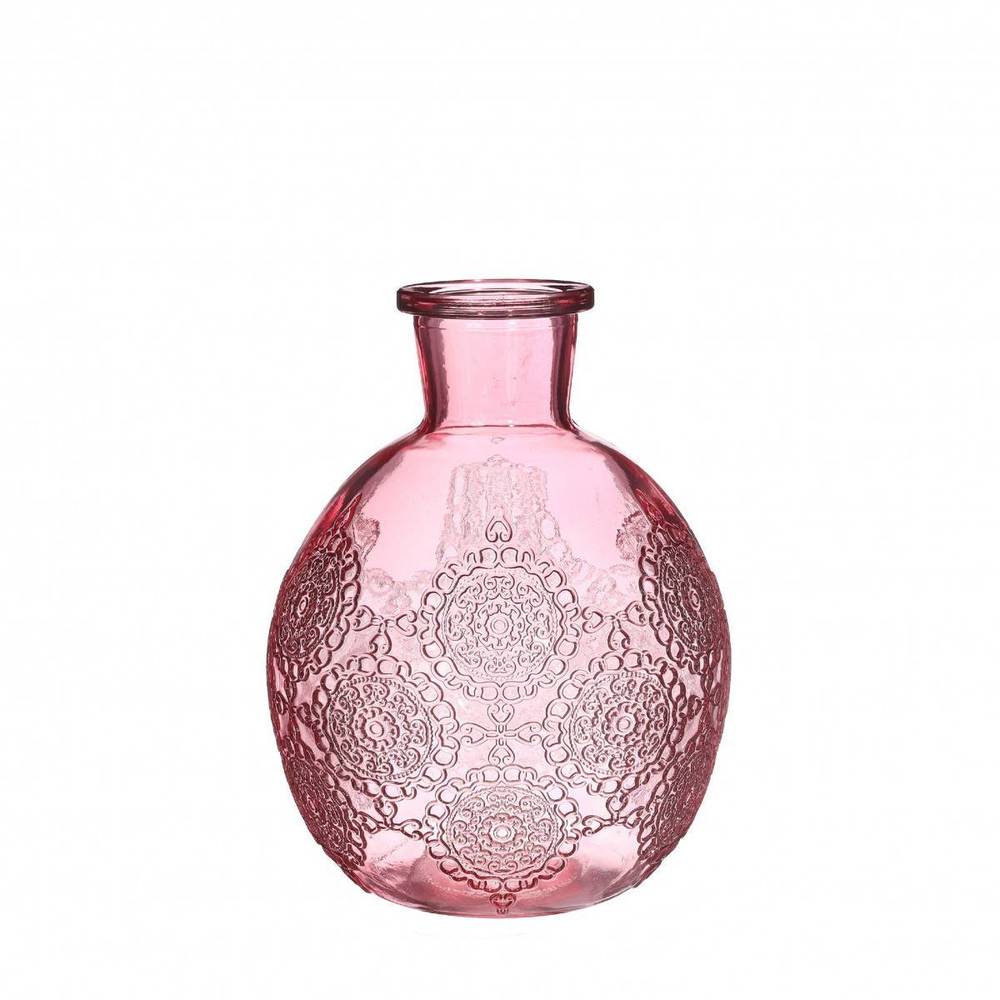 Glas Flasche Bologna rosa D03/13cm H17cm