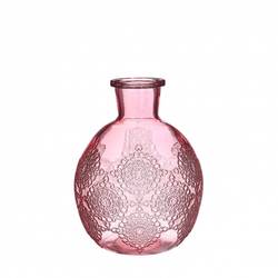 Glas Flasche Bologna rosa D03/13cm H17cm