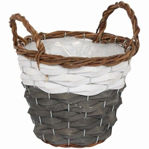 Korb Henkel Brugge grau/weiss D15cm H14cm