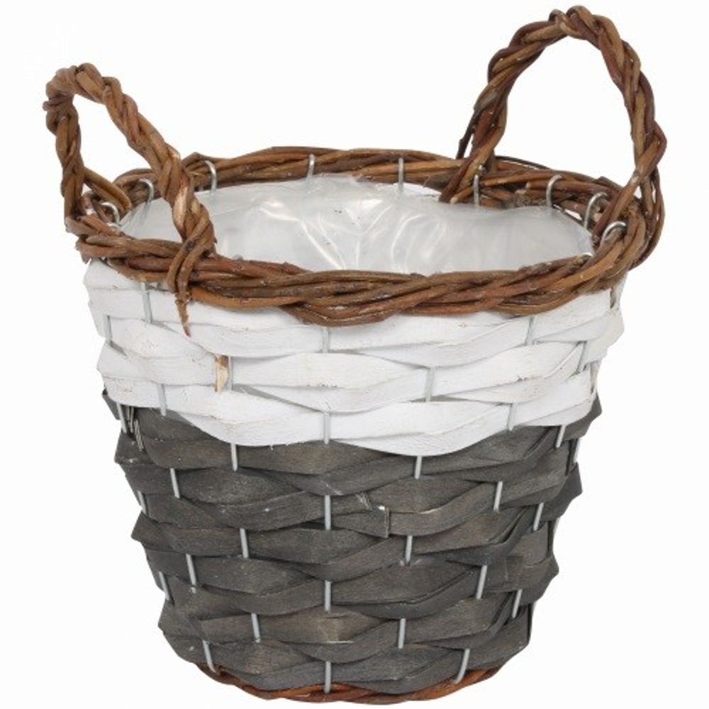 Korb Henkel Brugge grau/weiss D15cm H14cm