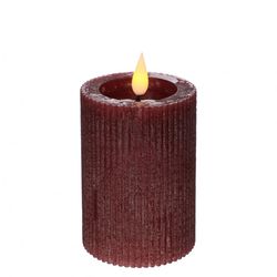 LED Stumpfkerze dunkel rot D07cm H10cm ex.AAA