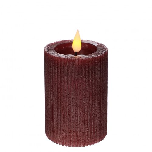 LED Stumpfkerze dunkel rot D07cm H10cm ex.AAA