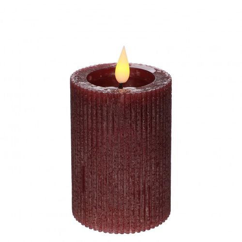 LED Stumpfkerze dunkel rot D07cm H10cm ex.AAA