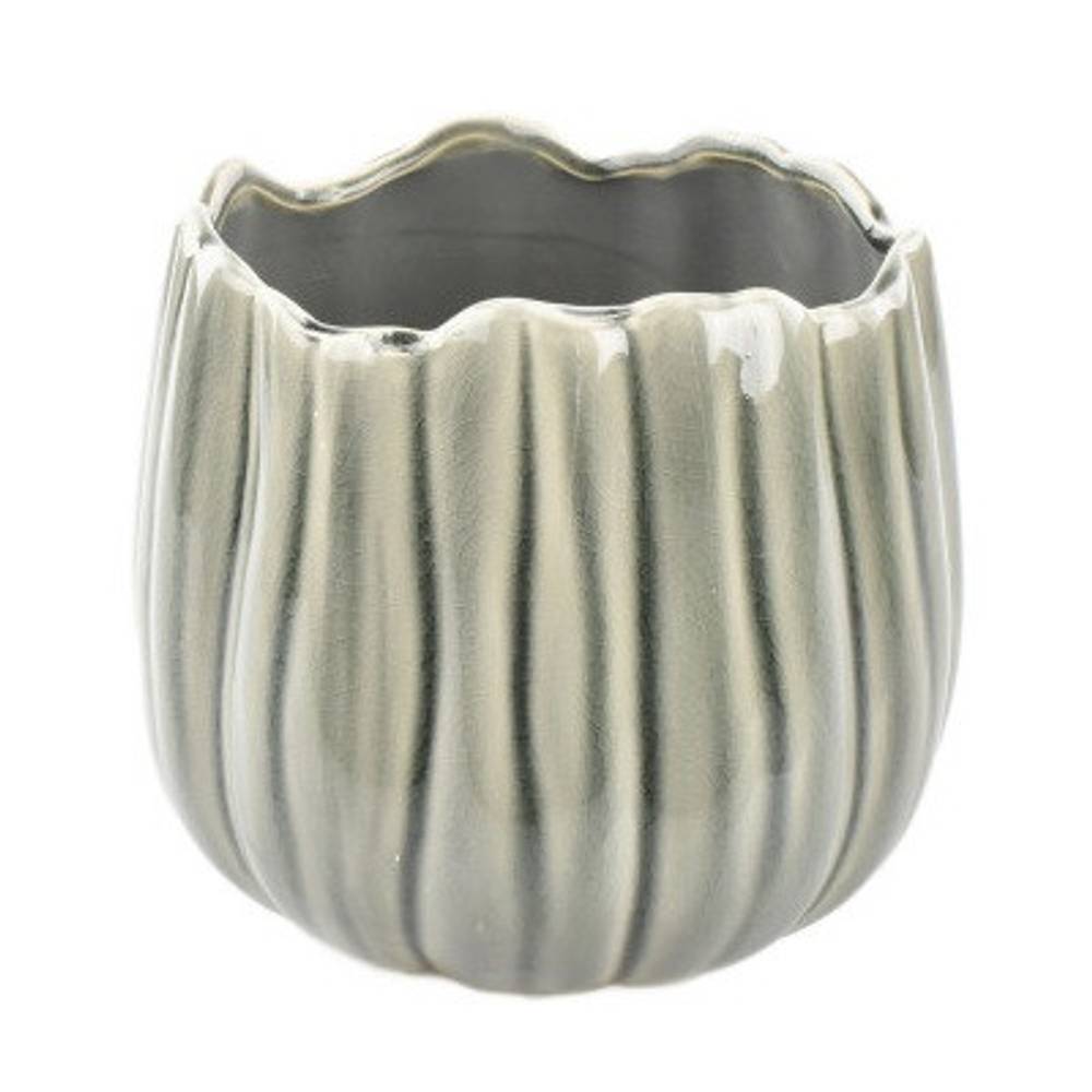 Keramik Übertopf Bulb grau D18.5cm H16.5cm