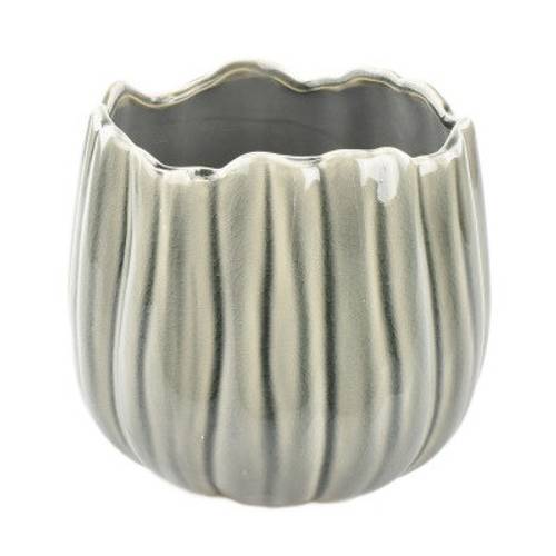 Keramik Übertopf Bulb grau D18.5cm H16.5cm