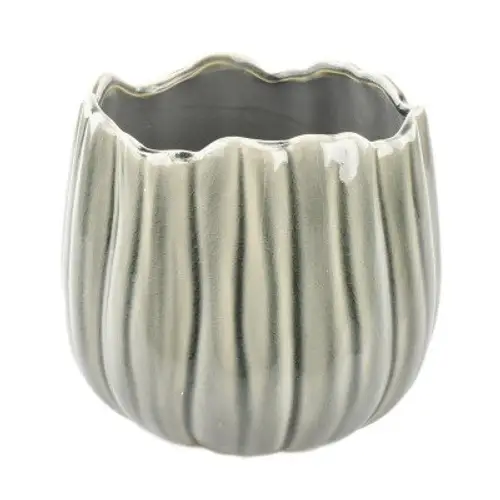Keramik Übertopf Bulb grau D18.5cm H16.5cm