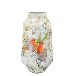 Eisen Vase April Vogel weiss 26x26x46cm
