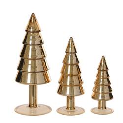 Baum Glas S/3 gold D08cm H21cm 