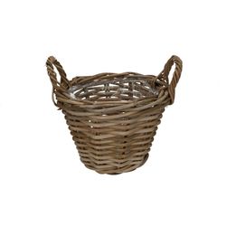 Korb Henkel Rattan grau D25cm H19cm