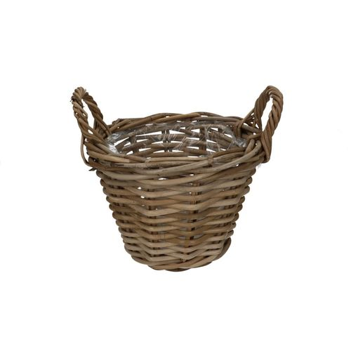 Korb Henkel Rattan grau D25cm H19cm