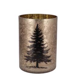 Glas Teelicht Ruby Baum gold 10×13cm