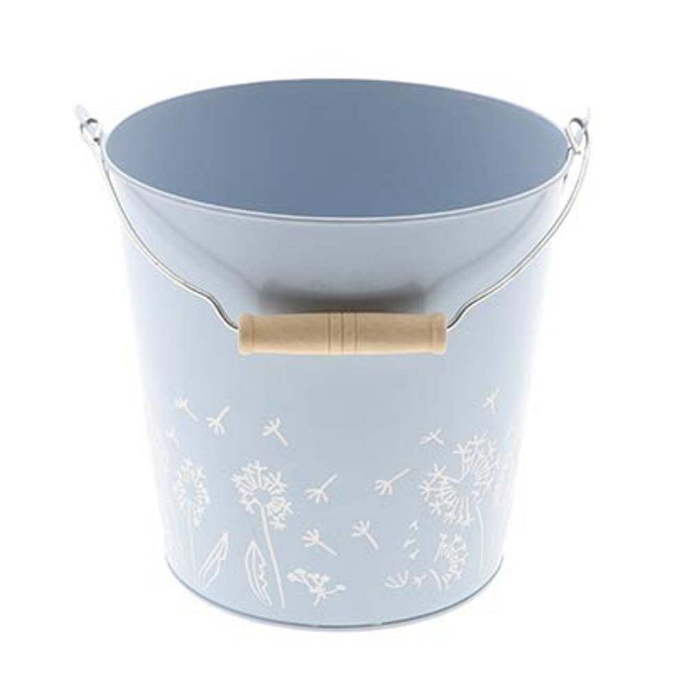 Zink Eimer Blume blau D20cm H19cm