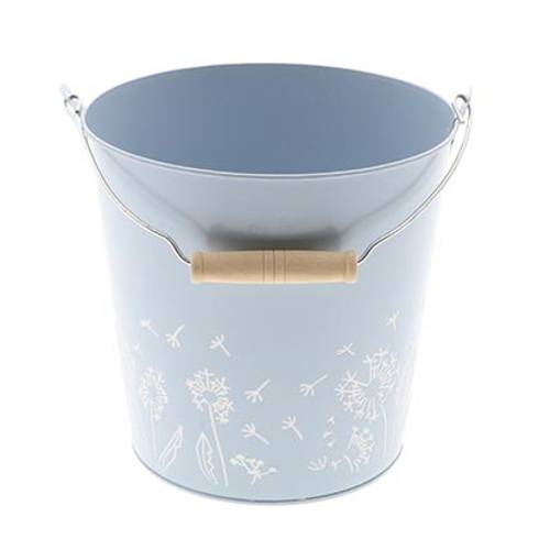 Zink Eimer Blume blau D20cm H19cm