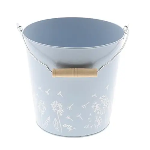 Zink Eimer Blume blau D20cm H19cm