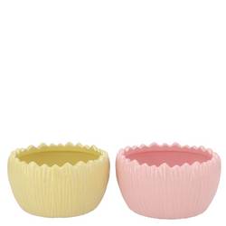 Keramik Übertopf Ella Rund mix rosa/gelb 16x16x09cm