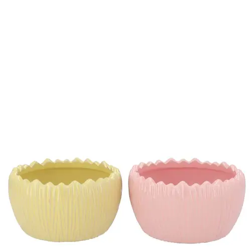 Keramik Übertopf Ella Rund mix rosa/gelb 16x16x09cm