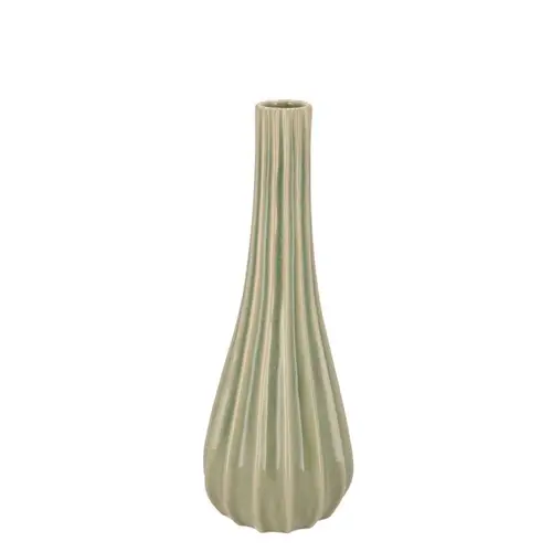 Keramik Vase Gia Stripes grün 11x11x28cm