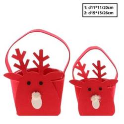 Tasche Rentier Filz rot S/2 15x15/26cm