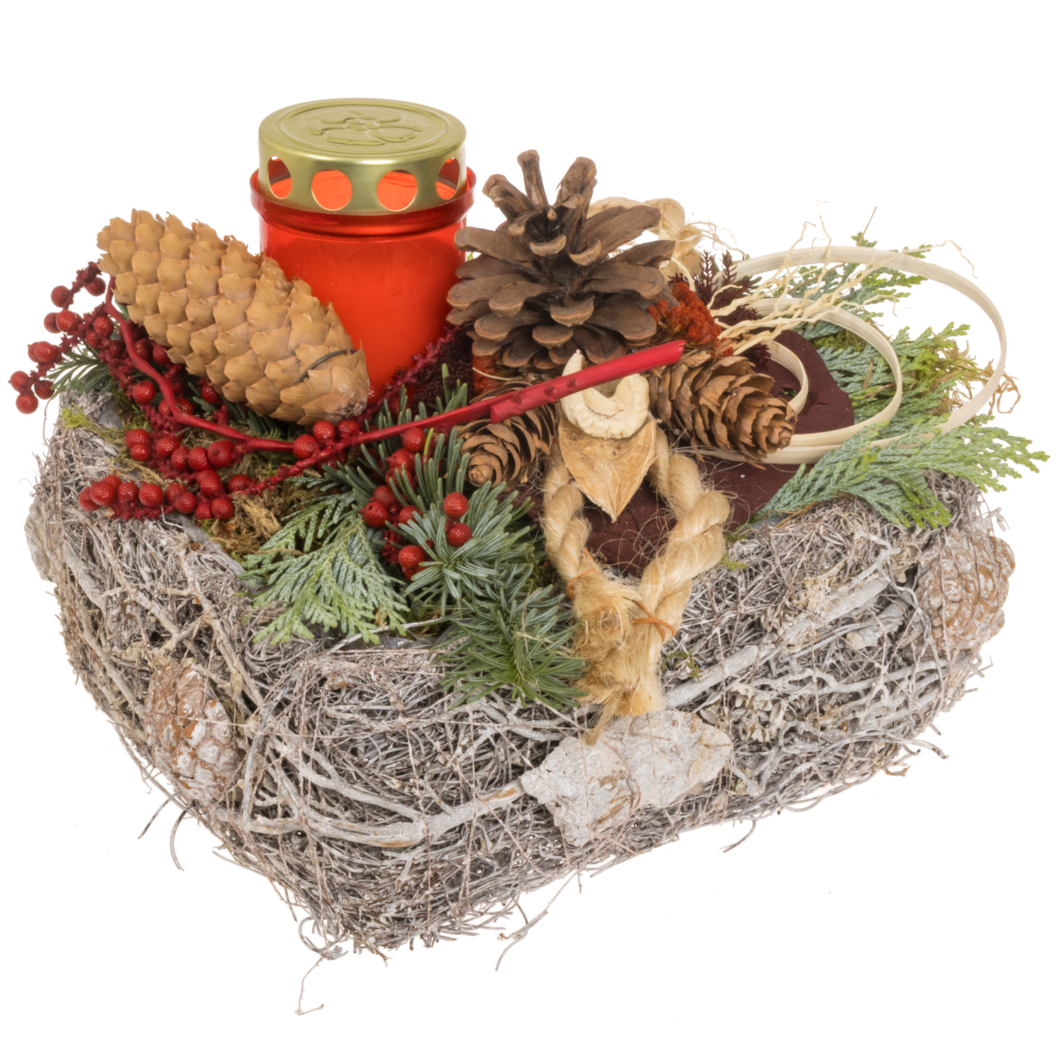 Herz Korb Grablicht 28x28cm (3620)