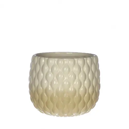 Keramik Übertopf Bubbles creme D13.5cm H11cm
