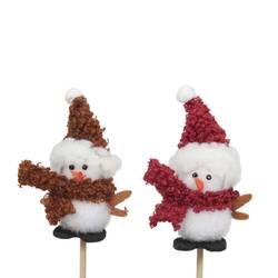 Schneemann auf Stab mix 04.5x07.5cm L20cm 