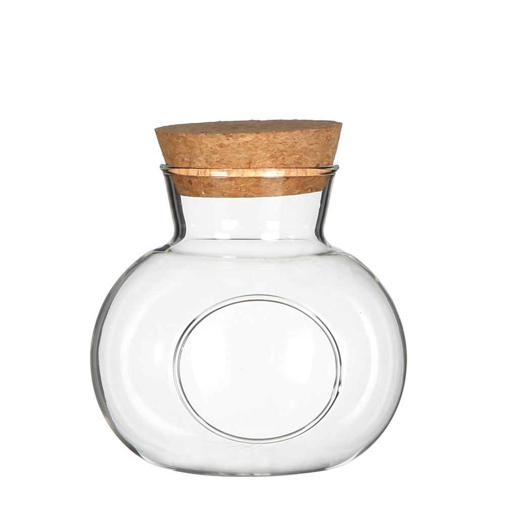 Glas Vase Kugel mit Kork D18cm H17cm