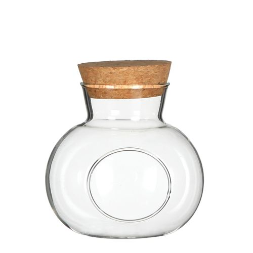 Glas Vase Kugel mit Kork D18cm H17cm