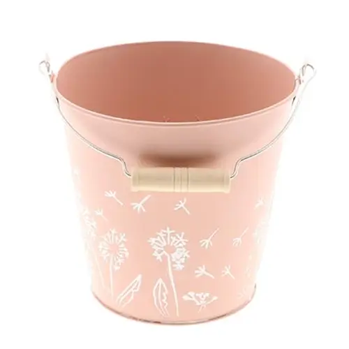 Zink Eimer Blume lachs D16cm H15cm