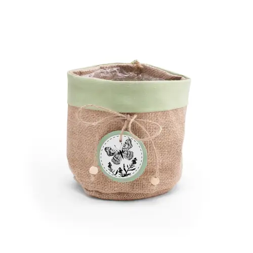 Übertopf Jute Butterfly grün D13cm H13cm