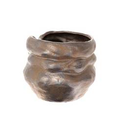 Keramik Übertopf Felsen bronze D26.5cm H22.5cm