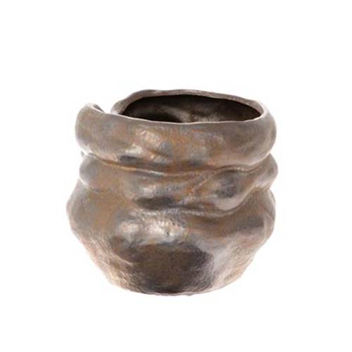 Keramik Übertopf Felsen bronze D26.5cm H22.5cm