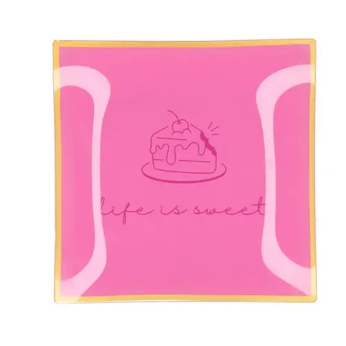 Teller Viereck Life Is Sweet rosa 18x18x02cm