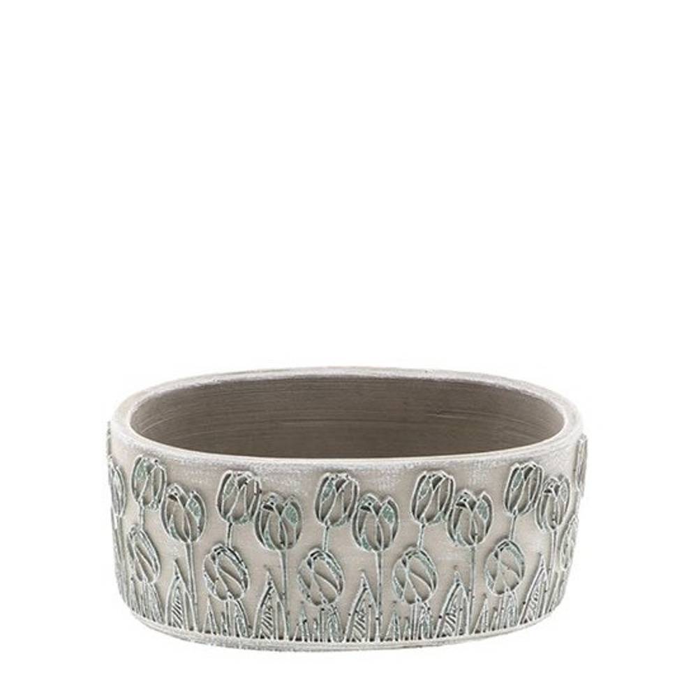Keramik Schale Tulpe grau 20x11x09cm