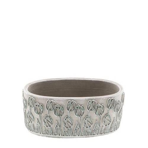 Keramik Schale Tulpe grau 20x11x09cm