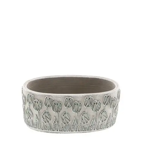 Keramik Schale Tulpe grau 20x11x09cm